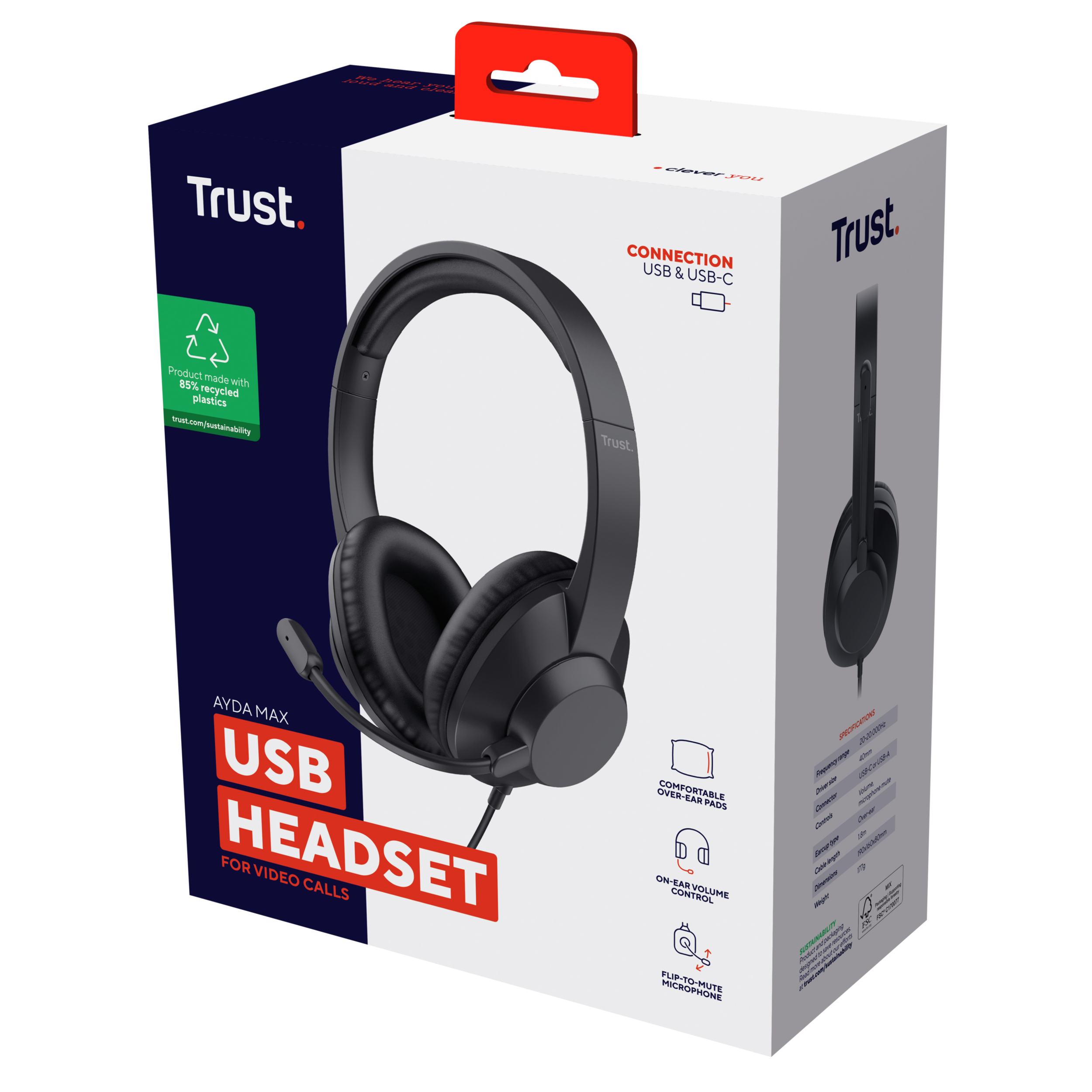 Trust Ayda Max Headset On-Ear USB-C Schwarz