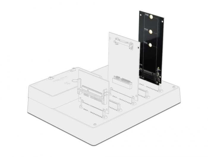 Delock SATA 22 Pin Stecker zu M.2 Key B Slot Adapter Schwarz