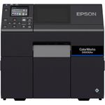 ColorWorks D6000 dye inc, Cutter, Disp., USB, Ethernet, schwarz Farb-Etikettendrucker, Tintenstrahl (mehrfarbig), Medienbreite (max): 112 mm, Druckbreite (max.): 108 mm, Rollendurchmesser (max.): 203mm, Geschwindigkeit (max.): 119 mm/Sek, Cutter, Display, Black Mark Sensor, USB, Ethernet, inkl.: Netzteil, Netzkabel (EU, UK), Tintenpatrone, Farbe: schwarz (C31CL90102)