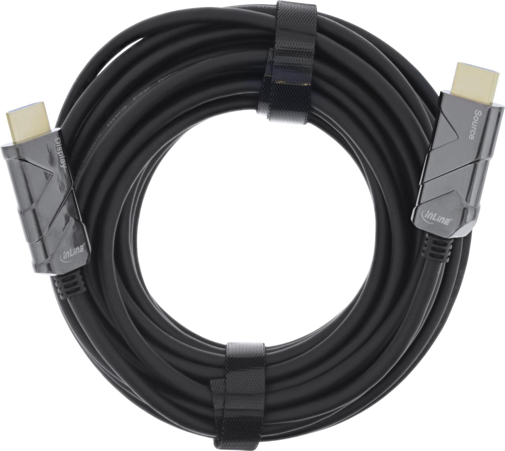 InLine® HDMI AOC Kabel, Ultra High Speed HDMI Kabel, 8K4K, schwarz, 80m (17980I)