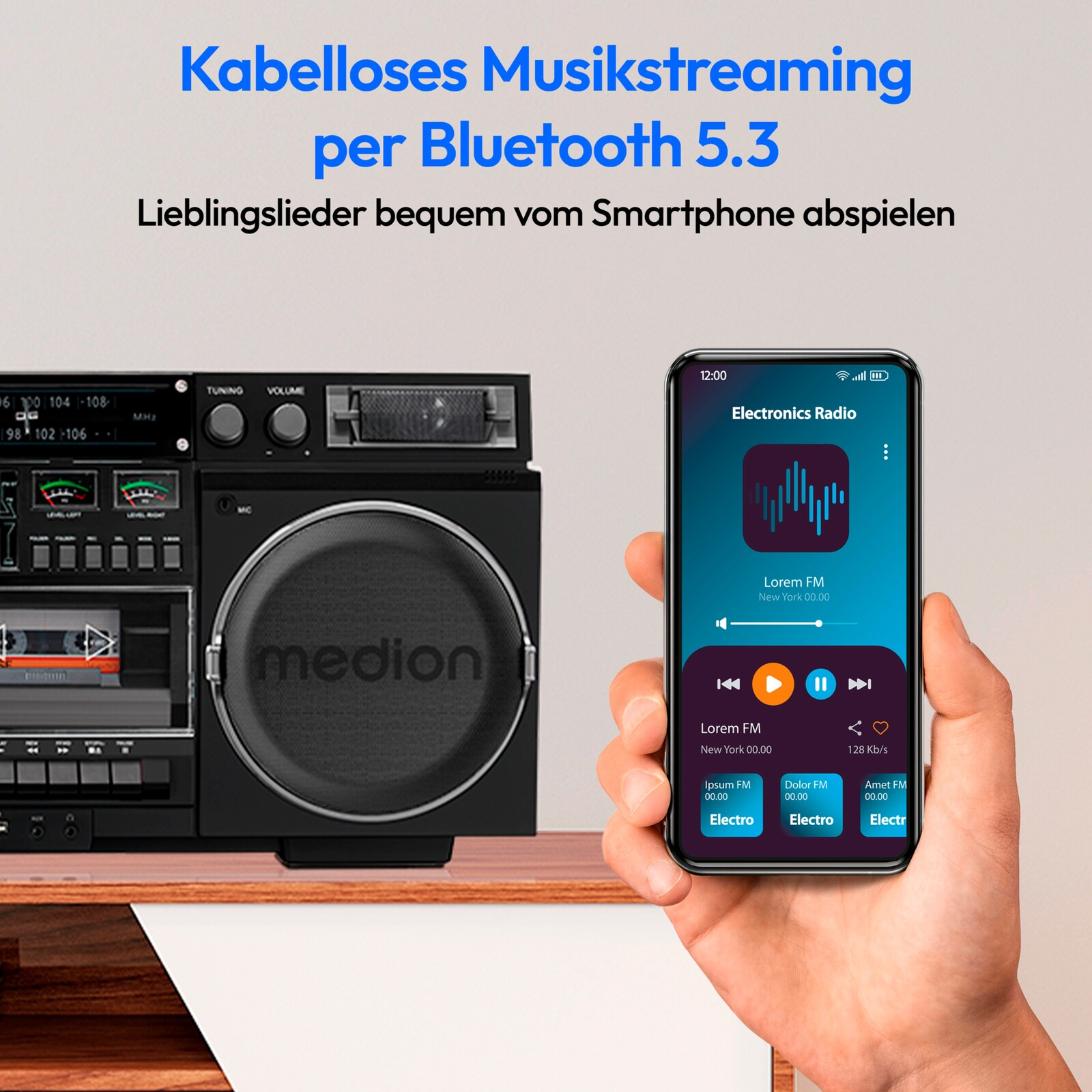 Medion LIFE P66538 Retro-Boombox Schwarz