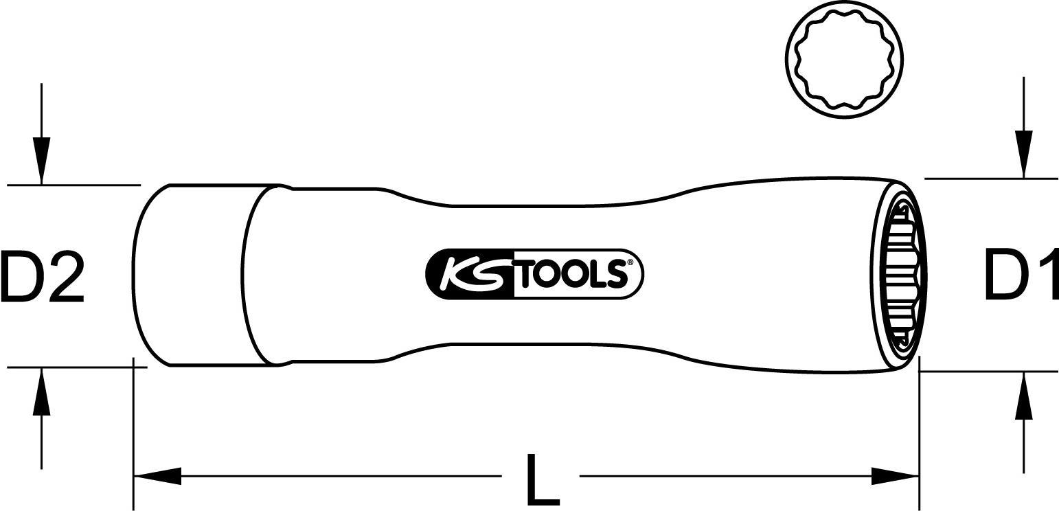 KS TOOLS 3/8" Isolierte Stecknuss, XL, 19mm (117.3859)