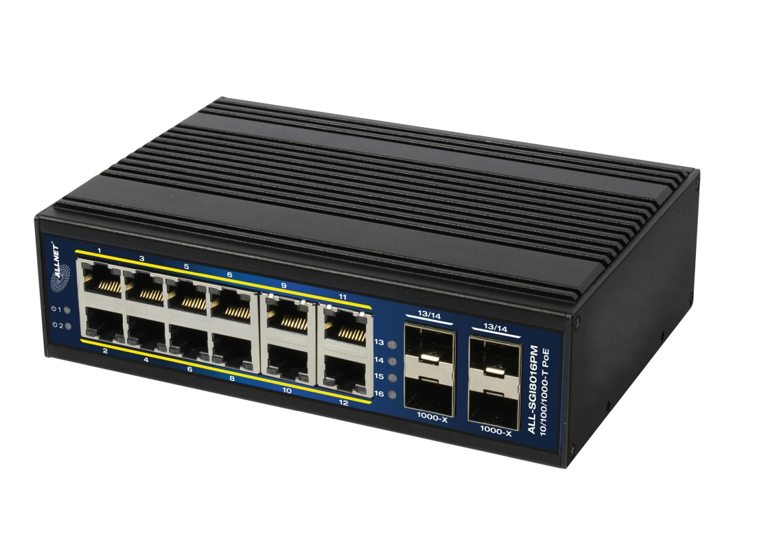 ALLNET ALL-SGI8016PM L3 Managed Switch 12 x 10/100/1000 PoE+ Schwarz