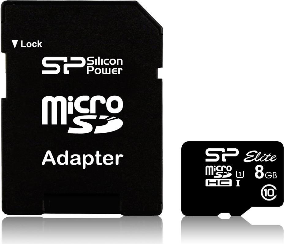 Silicon Power Elite UHS-I 8GB microSDHC Ad. SP008GBSTHBU1V10SP (SP008GBSTHBU1V10SP)