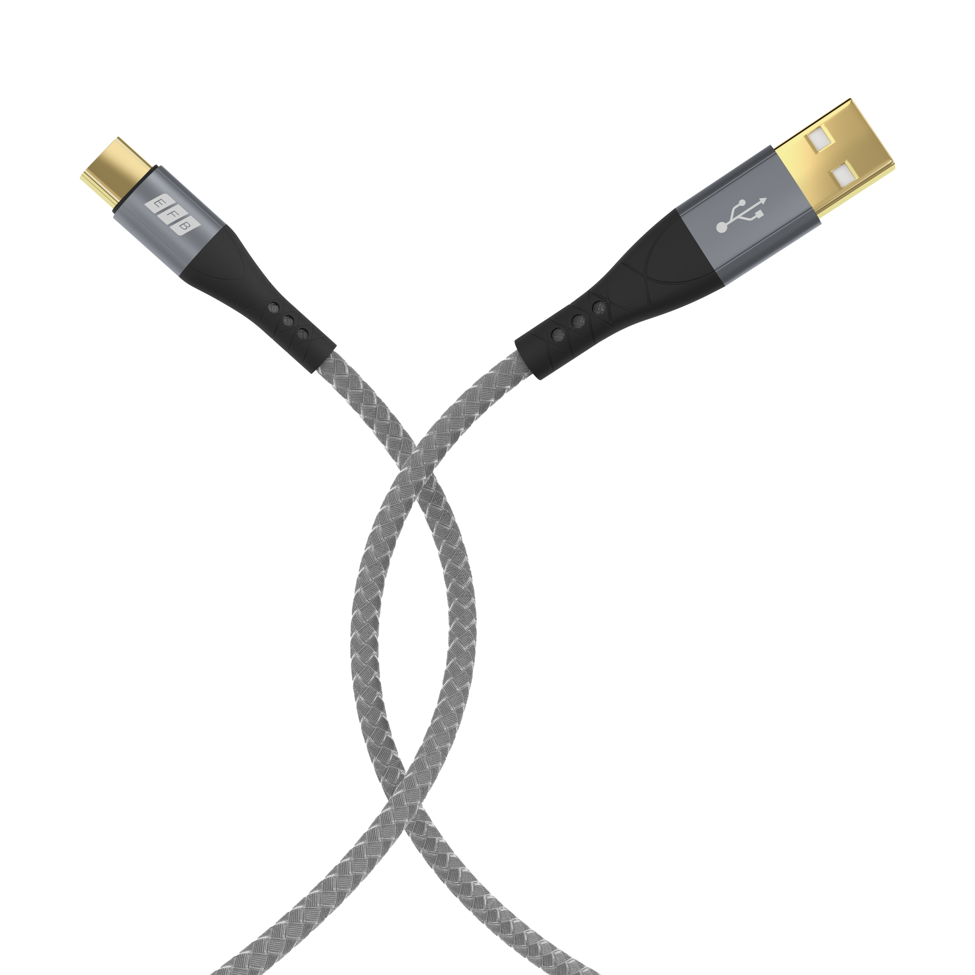 EFB Elektronik USB-A auf USB-C Kabelset 60 W QC 3 A 2 x 1 m Schwarz, Grau