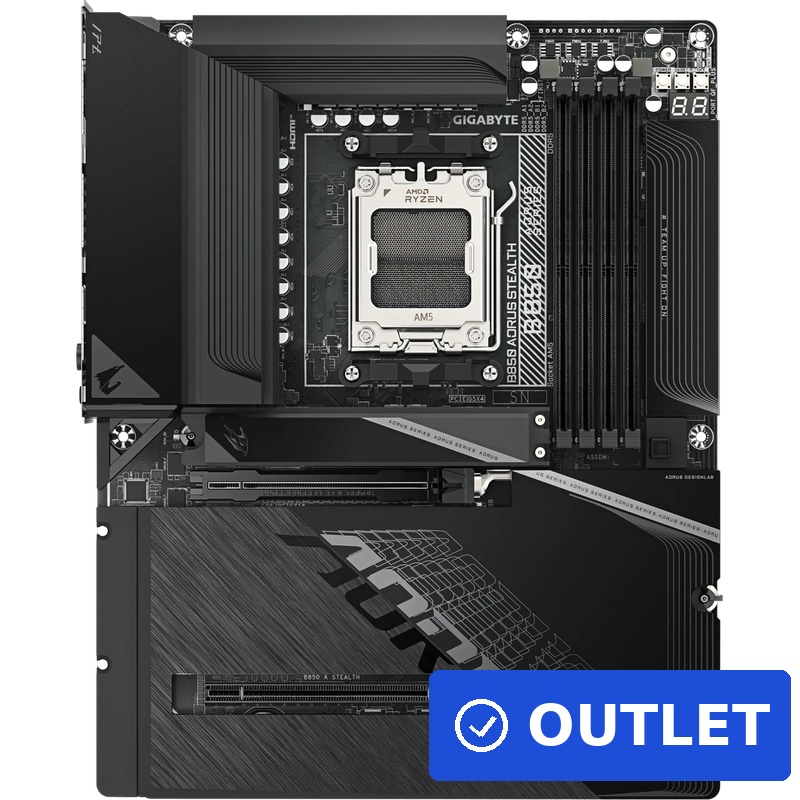 Gigabyte B850 AORUS STEALTH ATX / AMD / B850 / 4xDDR5 / 2x SATA, 4x M.2 / 7x USB 3.2, 4x USB 2.0 / 1x HDMI (B850 A STEALTH) (geöffnet)