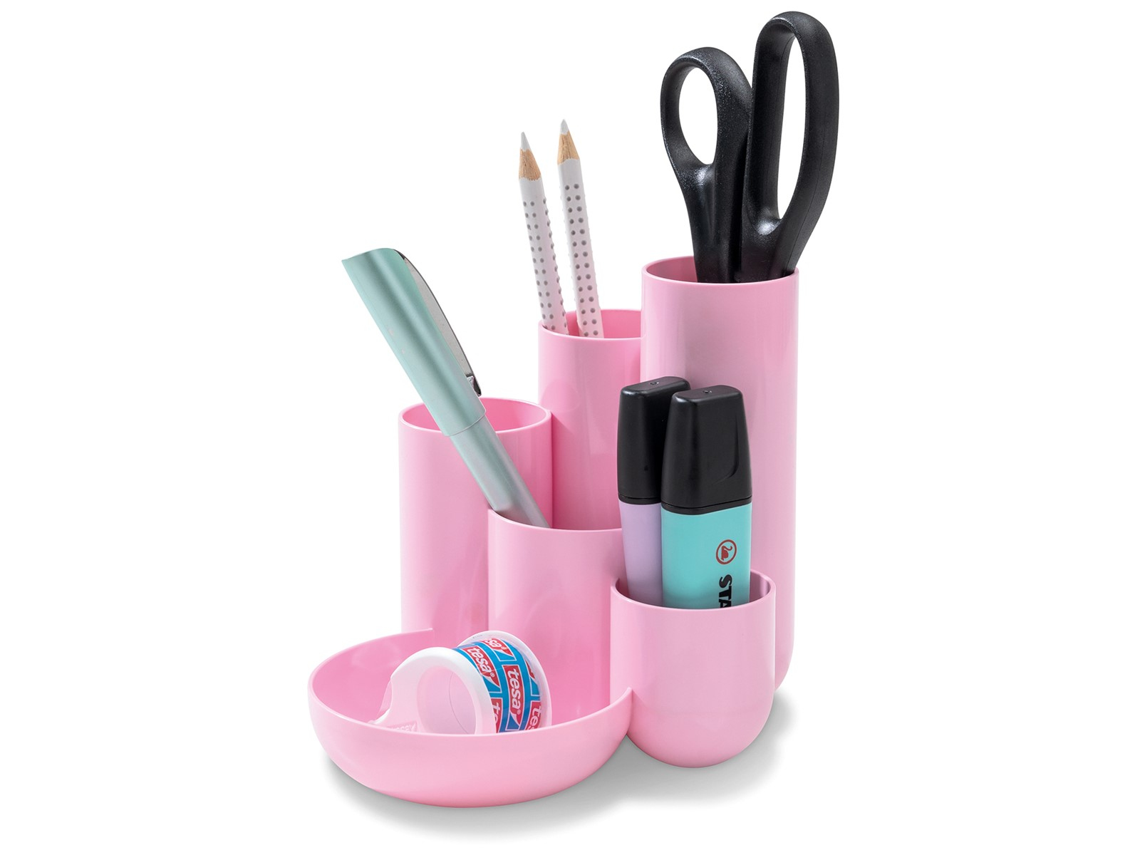 HAN CAMPUS Multiköcher 5 Röhren & 1 Kleinteile-Schale Polystyrol Pink