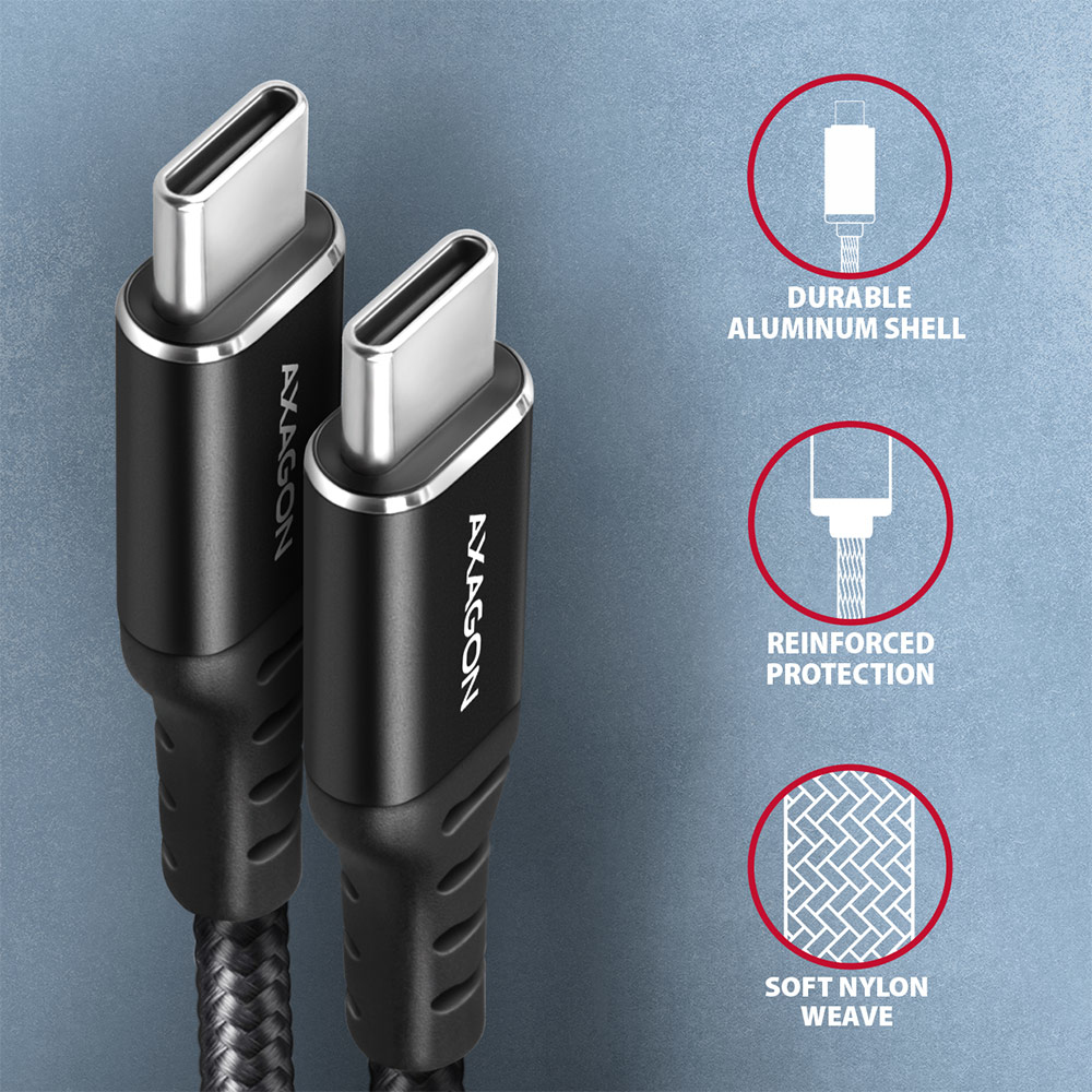 AXAGON BUCM-CM30AB USB Typ-C-Kabel 3 m PD 60W Schwarz