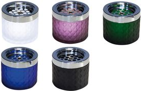 APS Windaschenbecher, Durchmesser: 95 mm, lila aus Glas, gefrosted, Metall verchromt, mit Bajonett - 1 Stück (561)