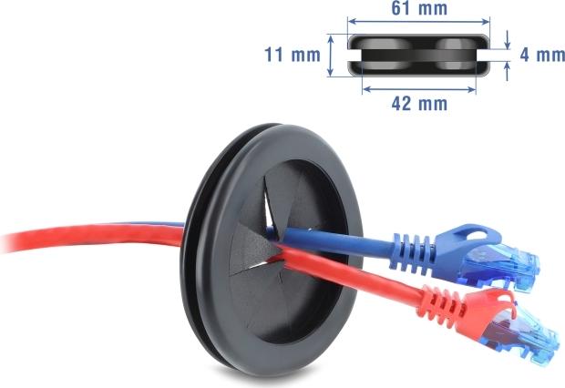 Delock Gummi Kabeldurchführung rund O schwarz (67332)