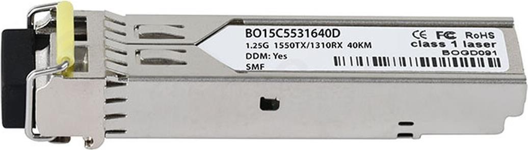 Kompatibler Extreme Networks MGBIC-BX40-D-EN BlueOptics© BO15C5531640D SFP Transceiver, LC-Simplex, 1000BASE-BX-D, Singlemode Fiber, TX1550nm/RX1310nm, 40KM, DDM, 0°C/+70°C (MGBIC-BX40-D-EN-BO)