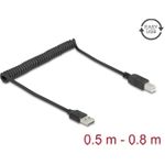 Delock Spiralkabel EASY-USB 2.0 Typ-A Stecker zu USB Typ-B 0.5 m bis 0.8 (90130)