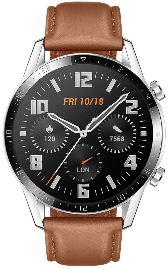 HUAWEI Watch GT 2 (46 mm) Smartwatch, 3,50cm (1,39") -AMOLED-Display mit 3D-Glasbildschirm, 2 Wochen Akkulaufzeit, GPS, 15 Sportmodi, 3D-Glasbildschirm, Bluetooth-Anruf Smartwatch, kieselbraun (55024317)
