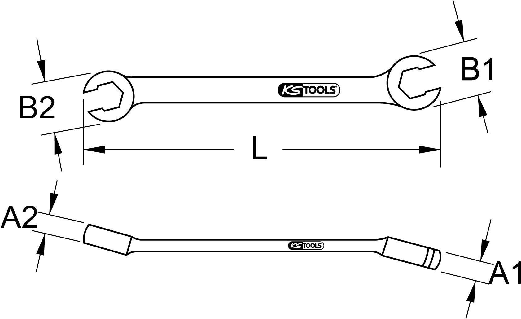 KS TOOLS CHROMEplus Offener Doppel-Ringschlüssel, abgewinkelt, 6x8mm (518.0511)