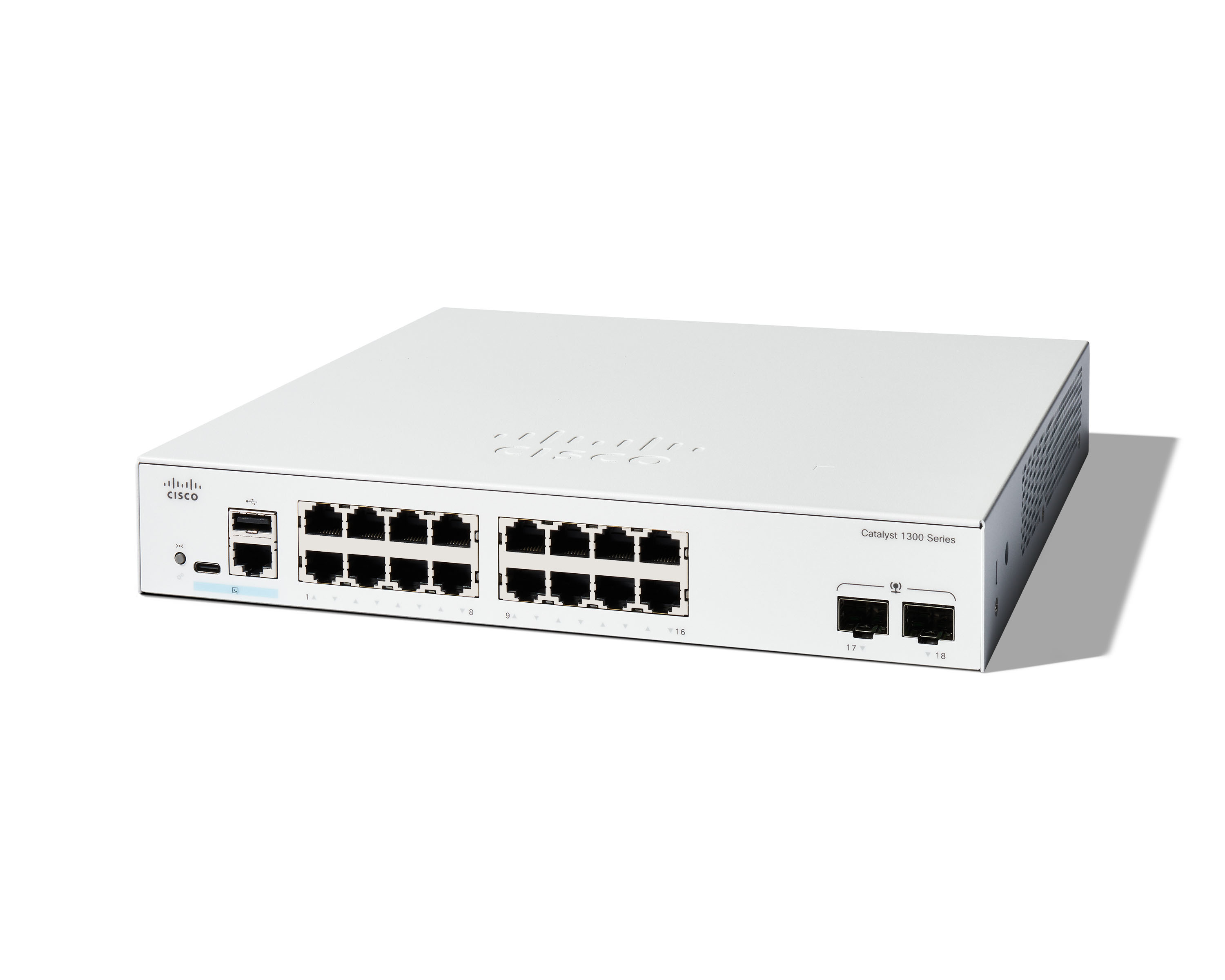 Cisco Catalyst 1300-16T-2G Managed Switch L3 16x GE 2x SFP Rack-montierbar Weiß