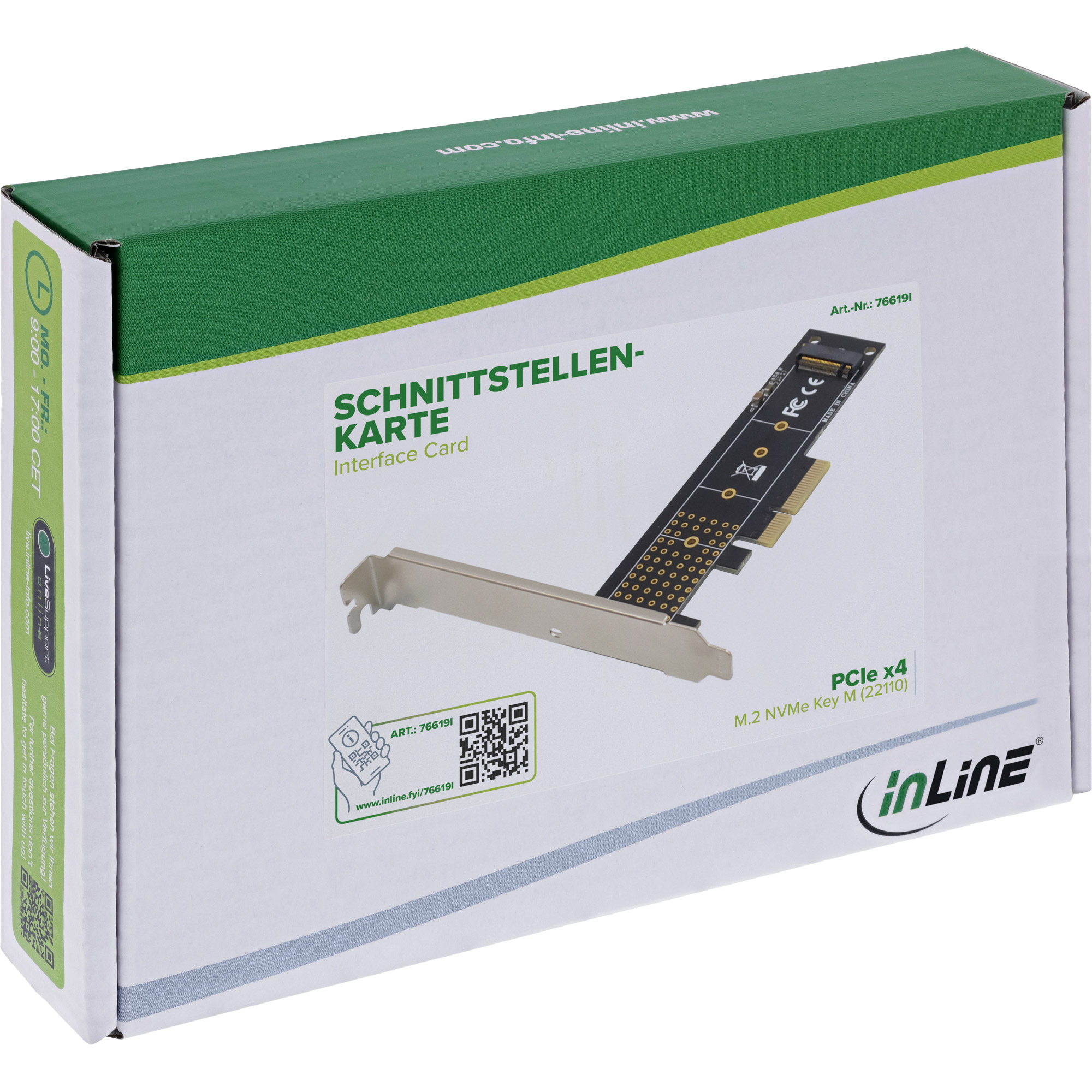 InLine Schnittstellenkarte PCIe x4 zu M.2 NVMe Key M 22110 Low-Profile
