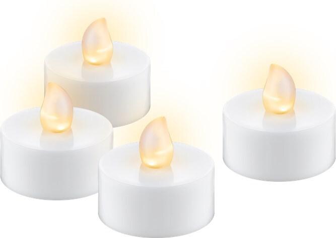 Goobay 4er-Set LED-Teelichter mit Timer weiß - Timerfunktion und flackernder Flamme (77752)
