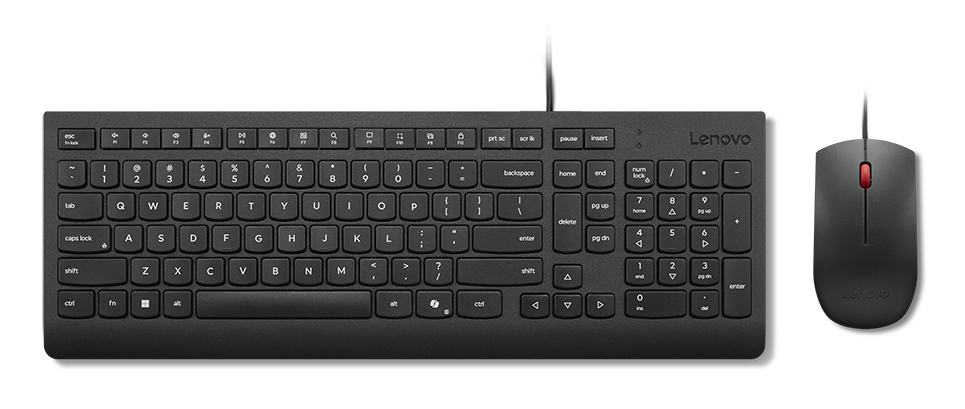 Lenovo Essential Wired Combo Tastatur-Maus-Set USB QWERTY US mit Euro-Symbol Schwarz