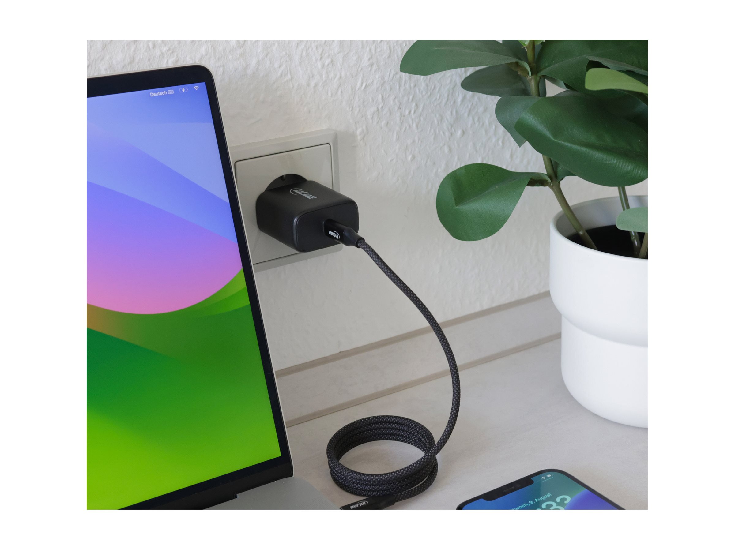 InLine USB-C Netzteil GaN Ladegerät 65W Power Delivery Schwarz