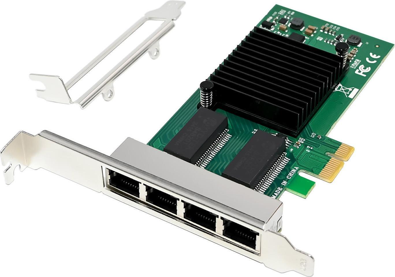 InLine Quad Gigabit Netzwerkkarte 4x RJ45 1 Gb/s PCIe x1 (51127D) (geöffnet)