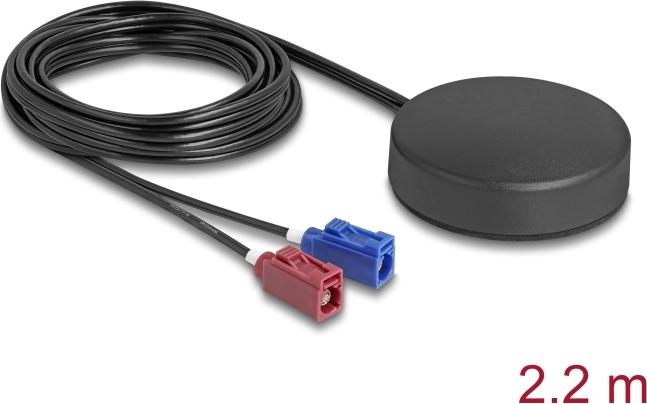 Delock 4G GNSS Antenne 1x FAKRA C+ D Buchse 2 dBi 28 dB 2.2m RG-174 (90767)