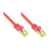 RJ45 Patchkabel mitCat.7 Rohkabel und Rastnasenschutz (RNS®), S/FTP, PiMF, halogenfrei, 600MHz, OFC, rot, 1,5m, Good Connections® (8070R-015R)