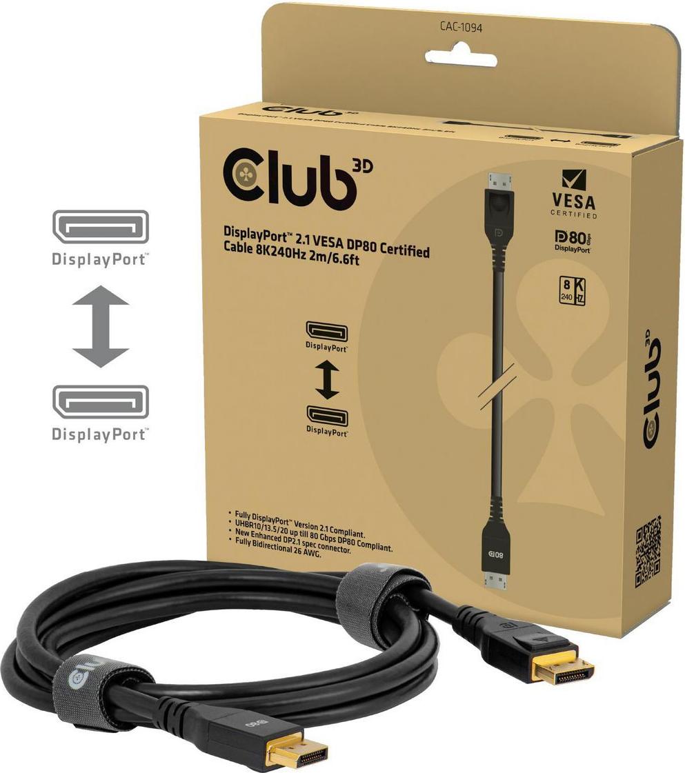 Club 3D DP-Kabel 2.1 DP80 zertifiziert 10K/8K/4K St/St retail - Kabel (CAC-1094)