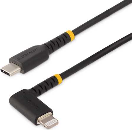STARTECH.COM 1m Robustes USB-C auf Lightning Kabel USB 2.0 zu Lightning Winkelstecker Apple Mfi zertifiziertes iPhone Ladekabel (RUSB2CLTMM1MR)