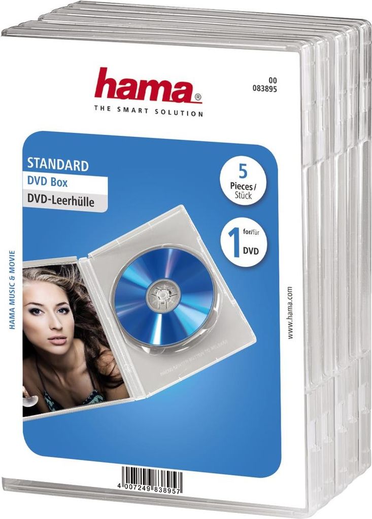 Hama DVD-Leerhülle Standard, 5er-Pack, Transparent (00083895)