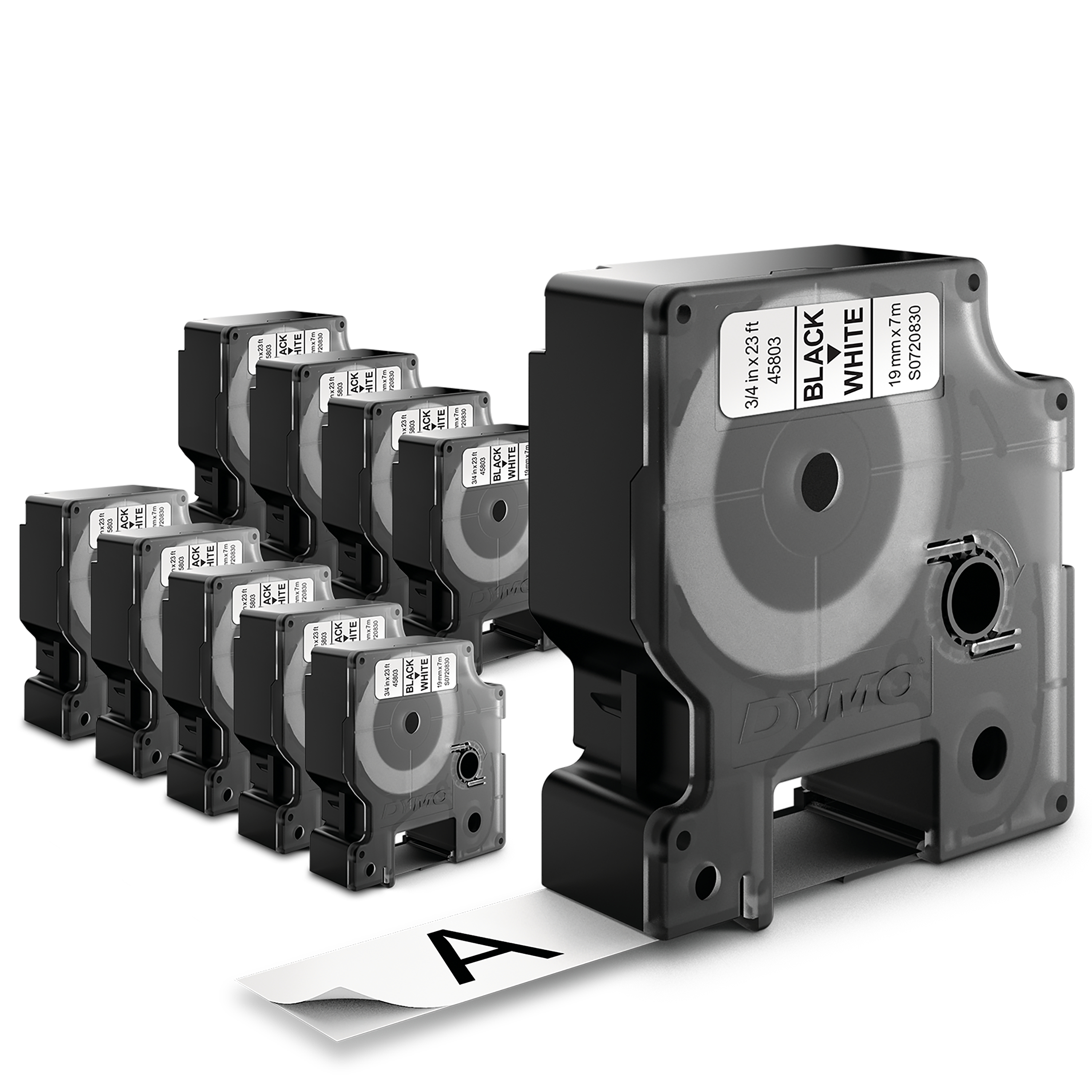 DYMO D1 Standard Etikettenkartusche 19 mm x 7 m Schwarz auf Weiß 10er-Pack