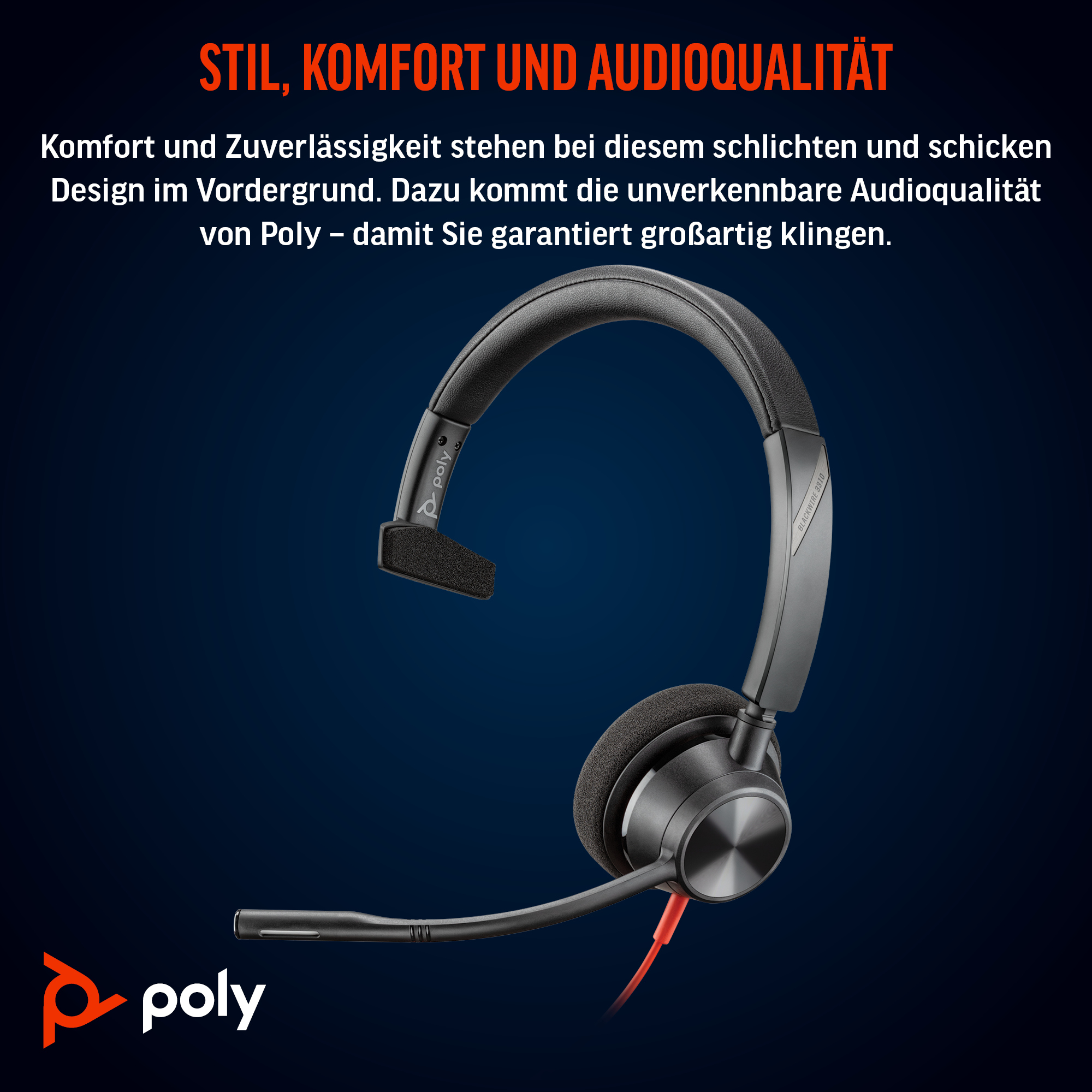 Poly Blackwire 3310-M Microsoft Teams Headset USB-C Schwarz