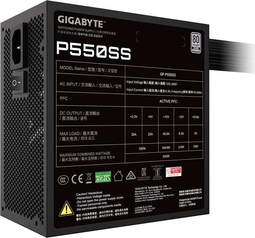 GIGABYTE P550SS Netzteil 550 W 80 PLUS Silver Schwarz