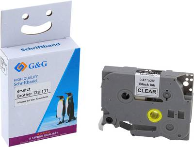 G + G Farbband G&G Brother TZe131 comp. black/transparent (15026)
