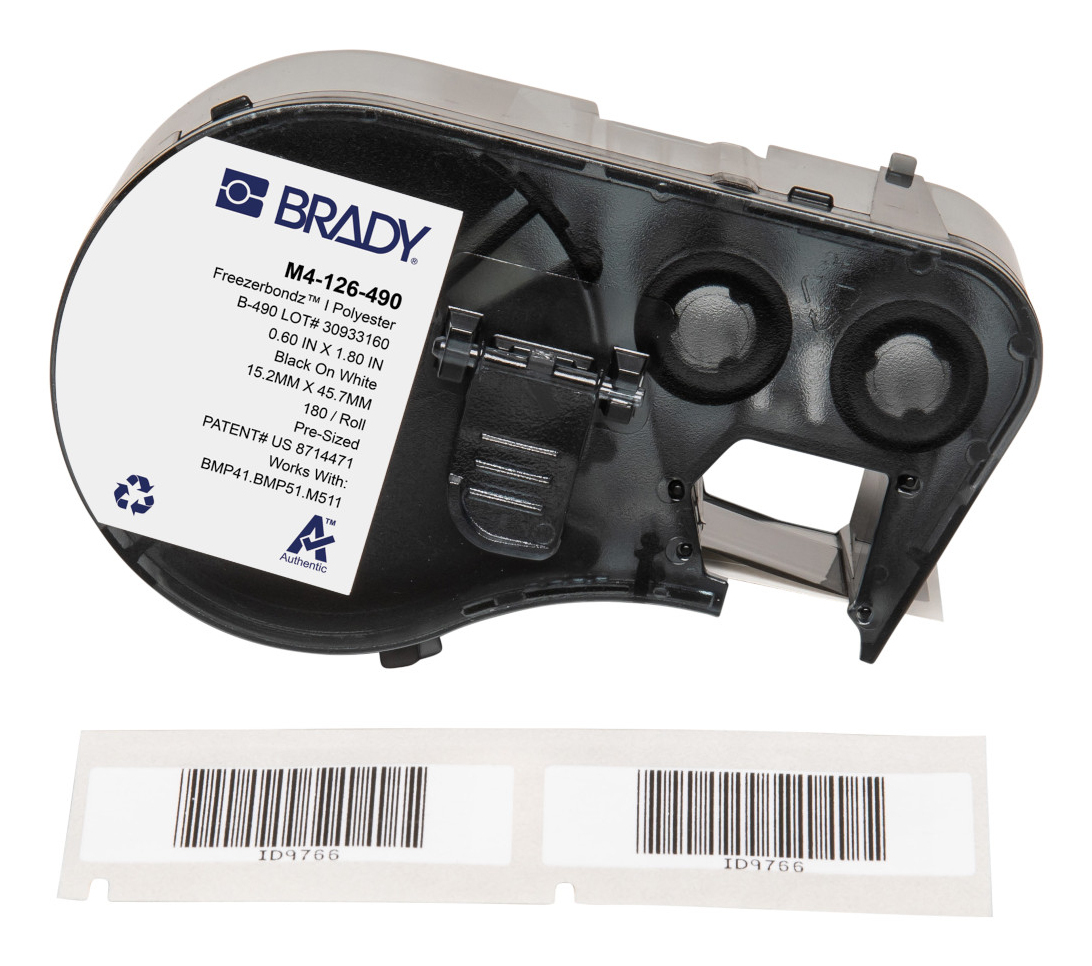 Brady FreezerBondz M4-126-490 15.24 x 45.72 mm Schwarz auf Weiß