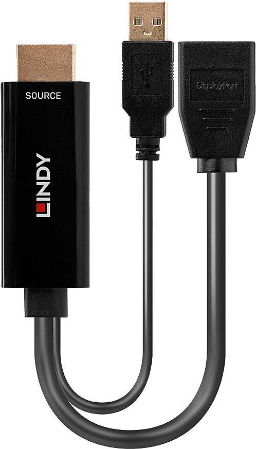 Lindy Videokabel HDMI (M) bis USB (nur Strom), DisplayPort (38289)