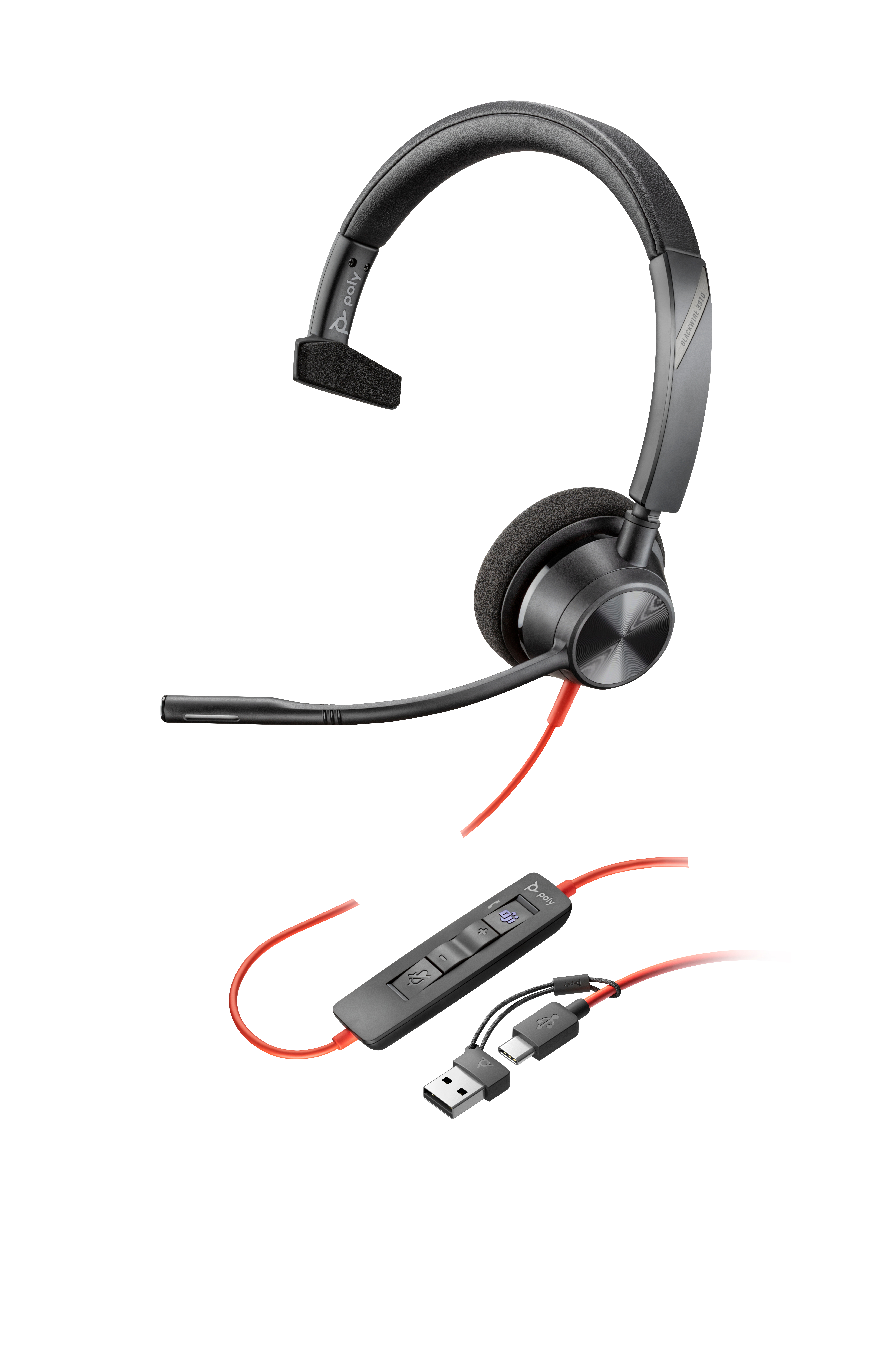 Poly Blackwire 3310-M Microsoft Teams Headset USB-C Schwarz