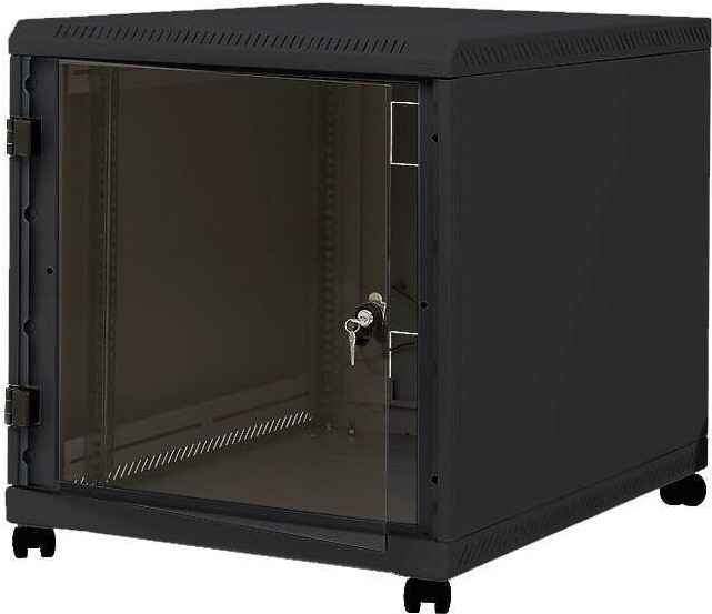 Triton 48,30cm (19") Untertisch-Netzwerkschrank, 12 HE, 600 x 900 mm, schwarz RAL 9005 Netzwerkschrank mit 4 Holmen zum Aufstellen unter Schreibtischen (RCA-12-A69-BAX-A1)