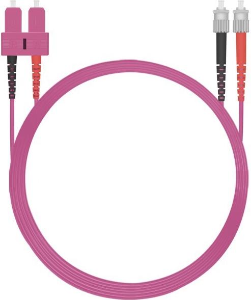 Helos Glasfaser Patchkabel ST/SC Multimode Duplex OM4 50/125 µm 10 m Erikaviolett