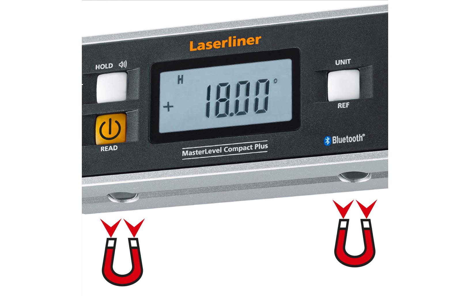 Laserliner MasterLevel Compact Plus Digitale Wasserwaage mit Magnet 152 mm Schwarz/Grau