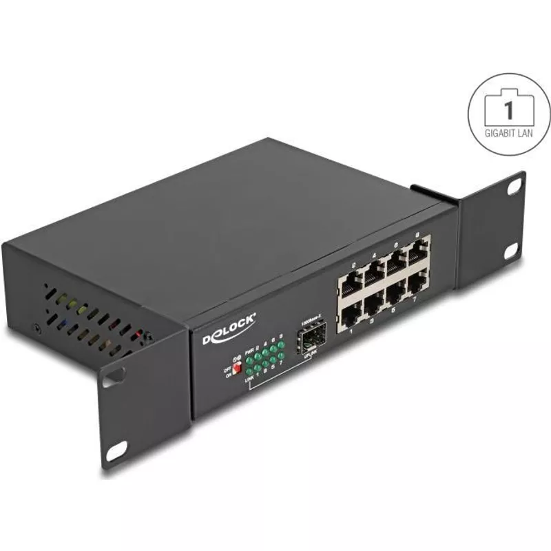 DeLOCK 88064 Netzwerk-Switch Unmanaged Gigabit Ethernet (10/100/1000) Schwarz (88064) (geöffnet)