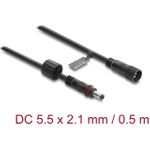 Delock DC Verlängerungskabel 5,5 x 2,1 mm Stecker zu Buchse mit Schraubverschluss M12 x 1,75 mm Gewinde wasserfest 18 AWG, 0,5 m schwarz (66320)