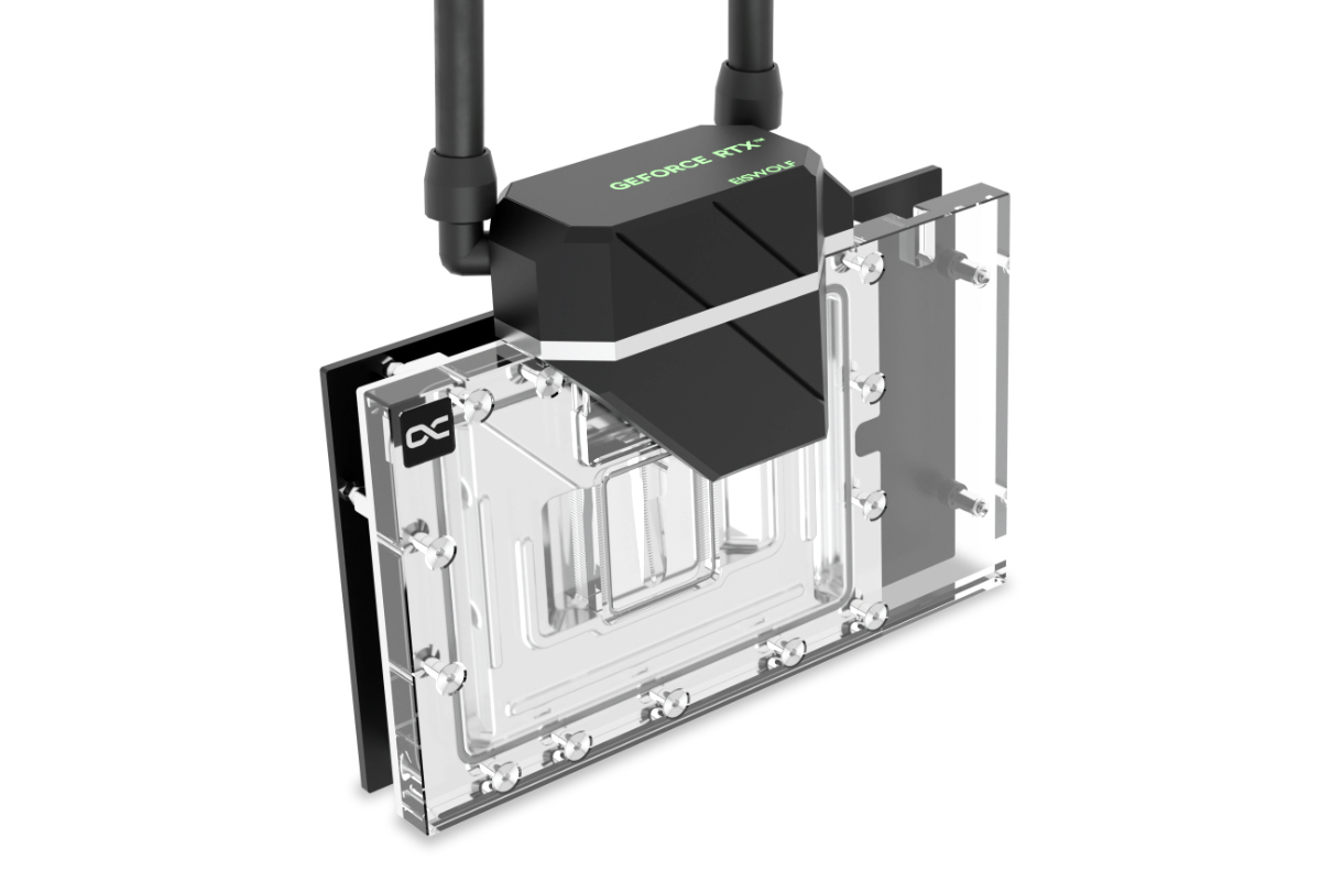 Alphacool Eiswolf 2 AIO All-in-One-Flüssigkeitskühler 360 mm RTX 4080 Founders Edition mit Backplate Schwarz Transparent