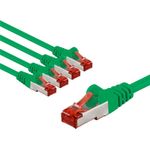 Goobay CAT 6 Patchkabel S/FTP PiMF 3 m gruen 5er-Set - Kupferleiter CU (66660)