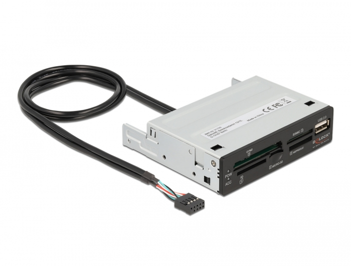 Delock 91708 Kartenleser 3,5" USB 2.0 5-Slot + USB-A Buchse Schwarz, Grau