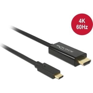 Delock Kabel USB Type-C™ Stecker > HDMI Stecker (DP Alt Mode) 4K 60 Hz 1 m schwarz (85290)