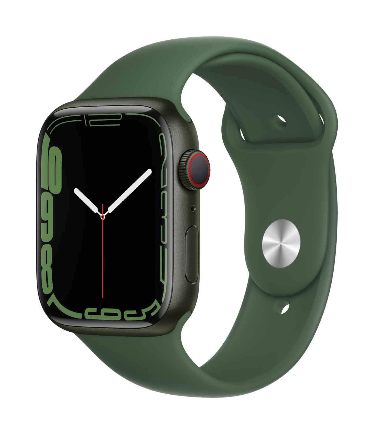 Apple Watch S7 Aluminium 45mm Cellular Grün Sportarmband klee 45mm Aluminiumgehäuse Grün, Sportarmband klee. Armband für 130-200 mm Umfang. (MKJR3FD/A)