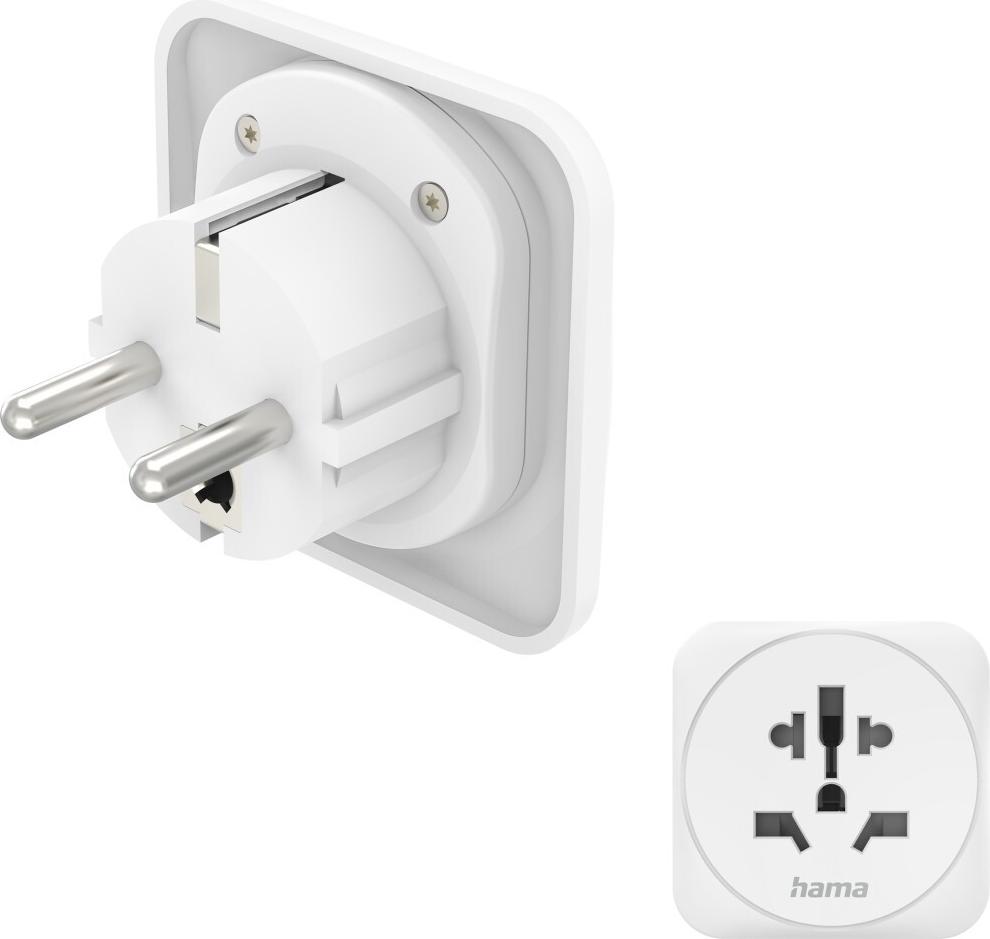 Hama Reiseadapter Typ E und F, 3-polig, universal, Welt nach Europa, Weiß (00223462)