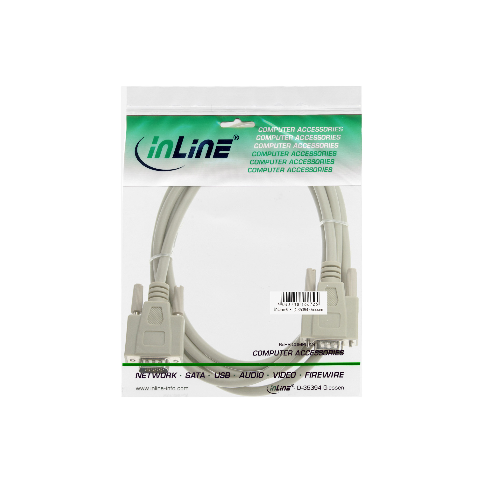 InLine VGA-Kabel HD-15 Stecker an Stecker 1 m Beige