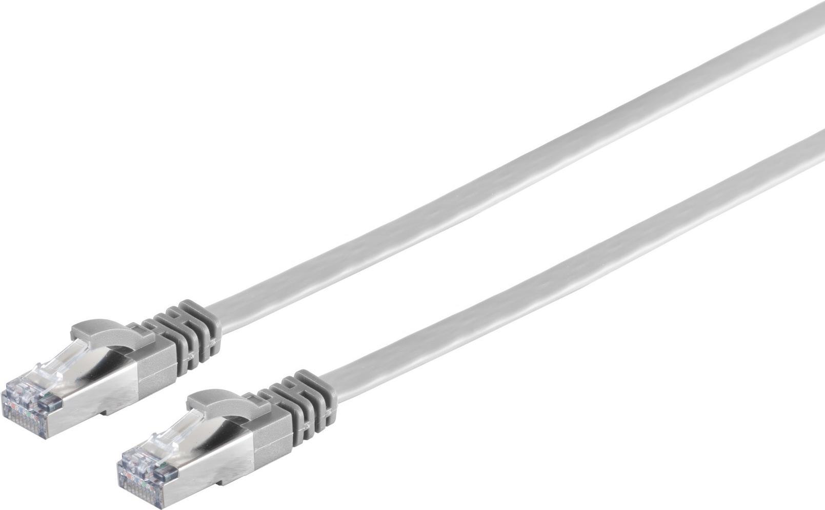 Helos ultra flache Patchkabel U/FTP CAT 6A slim, grau 2,0m Slimline, Flachband-Patchkabel, geschirmt, besonders flexibles und dünnes Kabel für besondere Einsatzzwecke, z. B. Verlegung unter Teppichböden, Laminat/Parkett oder zwischen Sockelleiste und Wand (75512-SL)