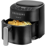 Emerio AF-129369. Produkttyp: Heißluftfritteuse, Fassungsvermögen: 4,5 l. Bauart: Einzelbild, Produktfarbe: Schwarz, Steuerung: Berührung. Leistung: 1300 W. Verpackungsbreite: 309 mm, Verpackungstiefe: 395 mm, Verpackungshöhe: 307 mm (AF-129369)